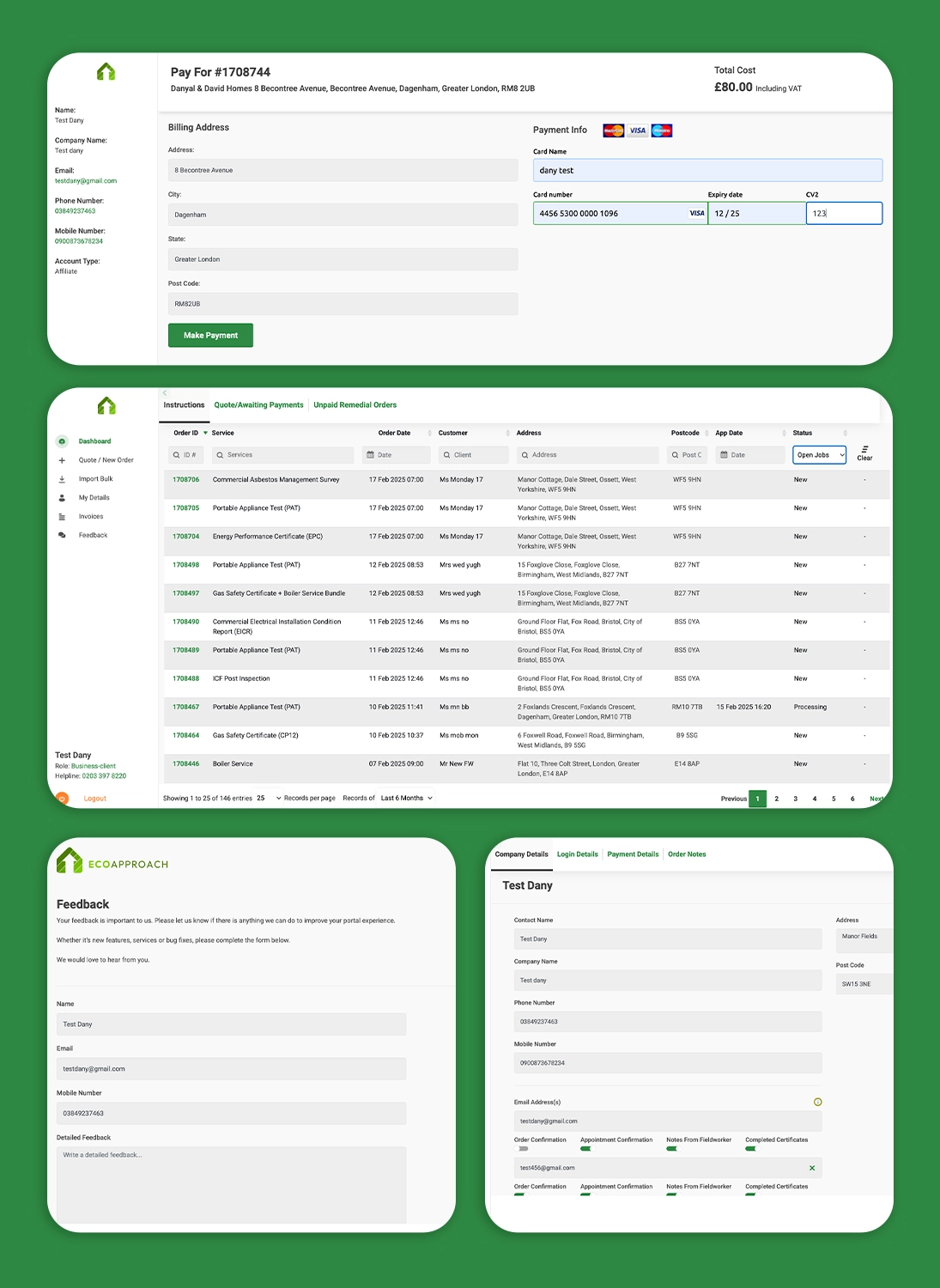 Custom CRM for property certificates business clients